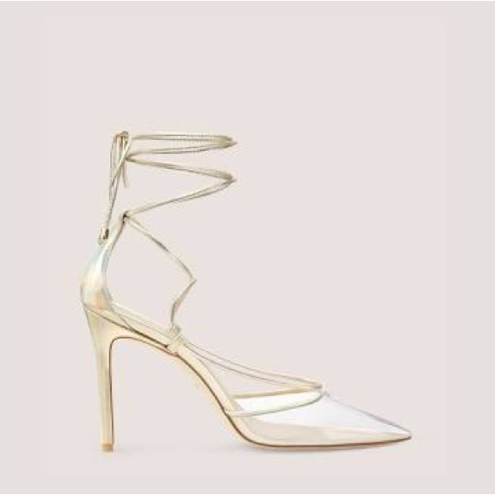 Stuart Weitzman 100 pump planting/clear New